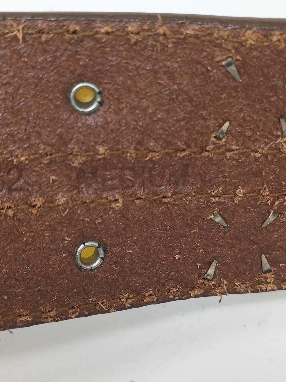 Michaels Kors Brown Leather Belt, Brass Buckle with Stud Accents - Picture 8 of 13